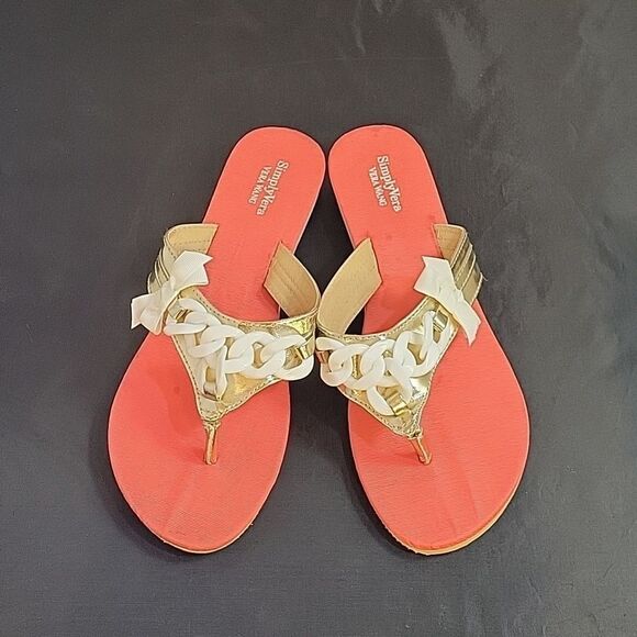 BRAND NEW SIMPLYVERA VERA WANG CHAIN LINKING FLIP FLOP SANDAL - Picture 1 of 14